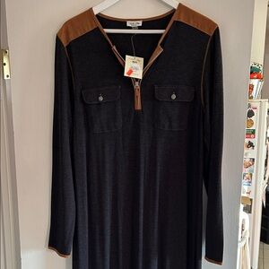 Tasha Polizzi Black and Brown Zippered Top